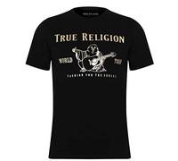 True Religion T- Shirt Bouddha métallique à Manches Courtes, Noir/Or, L Homme