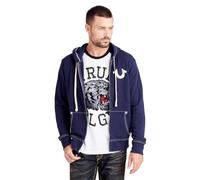 True Religion Buddha Logo Zip Hoodie3 Sweatshirt à Capuche, Bleu Marine véritable, L Homme