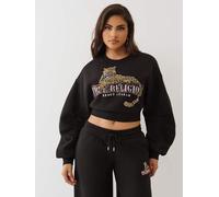 True Religion Sweat True Religion Crystal à manches froncées et imprimé léopard