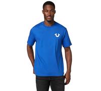 True Religion T-Shirt à Manches Courtes pour Homme Horseshoe Bouddha, Bleu, L