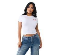 True Religion T-Shirt pour bébé Wing Lettuce Rib, Blanc (Optic White), M