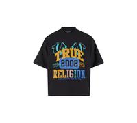 True Religion T-Shirt 'University' turquoise / bleu roi / jaune pastel / noir, Taille S