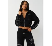 True Religion True Religion Black Applique Rlx Zip Up Hoodie