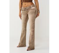 True Religion True Religion Brown Belted Joey Low Rise Flare Big Flap Jeans
