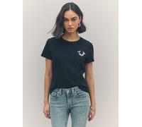 True Religion True Religion Jet Black 100% Cotton Embroidered Horseshoe Short Sleeve Crew T-Shirt