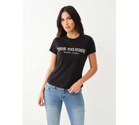True Religion Women's Slim Crew Neck Logo Short Sleeve T-Shirt Noir de jais 12 Female