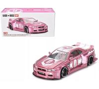 True Scale Miniatures Model Car Compatible avec Nissan Skyline GT-R (R34) Kaido Racing Factory V1 Rose 1/64 Diecast Car Kaido House KHMG128