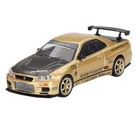 True Scale Miniatures Model Car Compatible avec Nissan Skyline GT-R (R34) Top Secret Gold 1/64 Diecast Model Car Mini GT MGT00676-R