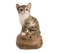 True to Nature Figurine De Chaton Sonore avec Détecteur De Mouvement - Gris - H 11,8 Cm