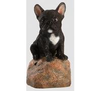 True to Nature Figurine De Chiot Sonore avec Détecteur De Mouvement - Bouledogue Noir - H 11,8 Cm