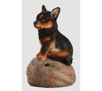 True to Nature Figurine De Chiot Sonore avec Détecteur De Mouvement - Chihuahua Noir - H 11,8 Cm