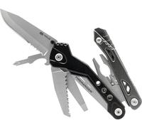 True Utility Fireranger : 11 fonctions, couteau à lame dentée, scie, tournevis cruciforme, lime, pince, coupe-câble, décapsuleur, sifflet de sauvetage et silex