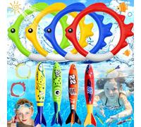 truee 8 Pièces Jouet De Plongée, Torpedo Bandits, Anneaux De Plongée, Jouets sous-Marins d'Été, Jouets De Piscine pour Enfants, Jouets De Natation pour Garçons et Filles pour Piscines Extérieures