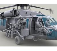 TRUEGRIS 1/35 Kit de modèle de commando hélicoptère US, non peint et non assemblé (7 soldats + 2 mitrailleuses en résine + 1 corde en résine, sans avion) //l1b7J1
