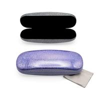 TRUEIN 2 Pièces Boite Lunettes Rigide, Boite Lunettes Rigide en Cuir PU, Étui à Lunettes Éblouissant Portable avec Chiffon de Nettoyage, Étui Lunettes de Soleil pour Enfant Femme