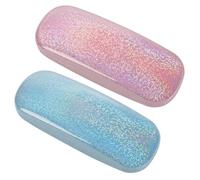 TRUEIN 2 Pièces Boite Lunettes Rigide, Boite Lunettes Rigide en Cuir PU, Étui à Lunettes Éblouissant Portable avec Chiffon de Nettoyage, Étui Lunettes de Soleil pour Enfant Femme