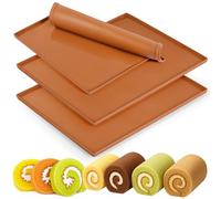 TRUEIN 3 Pièces Tapis de Cuisson Silicone Tapis à Gâteau Roulé Suisse Plaque a Génoise Silicone Suisse Plaque de Gâteau Antiadhésif Plateau a Rouler Plaquede Cuisson pour Biscuits Pain （31 x 26 cm）