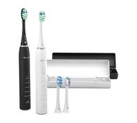 TrueLife SonicBrush Clean30 Duo - Brosse à dents sonique avec 5 modes, batterie de 30 jours, USB-C, minuterie, étanchéité IPX7, 2 brosses à dents avec brossettes et étui de voyage (noir et blanc)