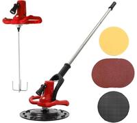 Truelle à béton avec Tige de mélange, bétonnière, 80-200 TR/Min, polisseuse Murale avec Tige d'extension, truelle électrique pour plâtre, mortier, Ciment, Mastic, 1680 W (Rouge)
