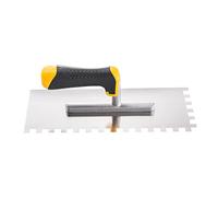 Truelle à dents Hardy Working Tools 12 cm x 28 cm, lissage en acier inoxydable. Peigne de 6 mm de largeur, outil robuste pour petits carreaux et finitions précises lors de vos travaux de chantier.