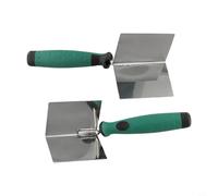 Truelle d'angle en acier inoxydable pour cloison sèche et béton, angle de 90 degrés avec poignée en caoutchouc antidérapant, intérieur et extérieur (1 ensemble)