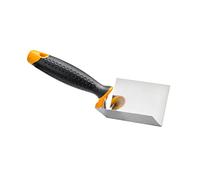Truelle d'angle Hardy Working Tools 8x6x6 cm, série 28, acier inoxydable avec manche bi-matière. Modèle intérieur pour enduit, plâtre, colle et ragréage.