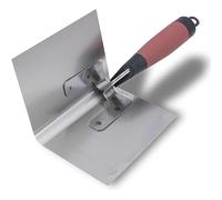 Truelle d'angle intérieur Marshalltown Bullnose avec manche Durasoft, en acier inoxydable, pour le placoplâtre et le plâtre, dimensions : 127x89 mm