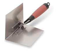 Truelle d'angle intérieur mince Marshalltown avec poignée DuraSoft, en acier inoxydable, pour les poseurs de cloisons sèches et les plâtriers, dimensions : 127x95 mm