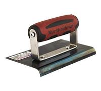 Truelle de bordure Marshalltown en acier bleu avec manche Durasoft, pour arrondir le béton, rayon : 10 mm, lèvre 13 mm, taille de la truelle : 152x102 mm