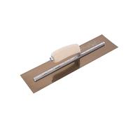 Truelle de lissage Marshalltown avec manche en bois courbé, en acier doré, très adaptée aux sols et au béton, dimensions : 406x102 mm