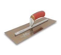 Truelle de lissage Marshalltown DuraFlex avec manche DuraSoft, en acier doré, excellente truelle pour les plâtriers et les plaquistes, dimensions de la truelle : 330x127 mm