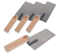 Truelle de Maçonnerie Manche Bois 4 Pièces en Acier Inoxydable | Application, Lissage et Polissage, Rivets Solides, Usage pour Ciment et Enduit, Réparation Murale