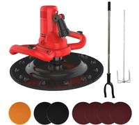 Truelle Électrique, Ponceuse Béton - Moteur Cuivre Robuste, Vitesse Variable 80-600 Tr/min, Perche De Rallonge, Malaxeur, Disque Autoadhésif, LED Pour Maçons(Red)