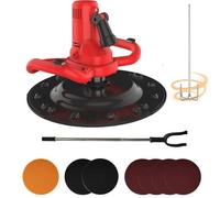 Truelle Électrique Professionnelle, Ponceuse Plâtre - Moteur Cuivre Endurant, Vitesse Variable, Ventilation Optimale, Perche De Rallonge, Malaxeur, Disque LED Pour Finitions(Red)