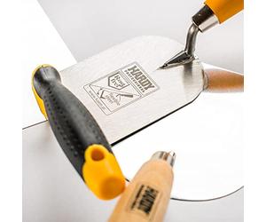 Truelle Hardy Working Tools 14 x 8 cm, série 28, maçon en acier inoxydable avec manche ergonomique. Outil idéal pour enduit, plâtre, colle et mastics de rénovation.