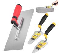 Truelle Maçonnerie - Set de 3 Truelles avec Manche Confortable,Fournitures de Finition pour Pose Remplissage Réparation Plâtre Mortier Carrelage Brique Placo Paysage Sol