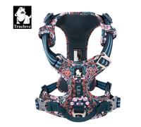 Truelove harnais pour chien de compagnie Floral sans traction tissu de coton respirant et réfléchissant doux pour grand moyen petit gilet réglable TLH5655 NAVY BLAZER
