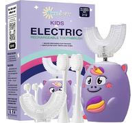 Trueocity Brosse à dents électrique en forme de U pour enfants - Automatique, rechargeable - Pour tout-petits et enfants (licorne violette)