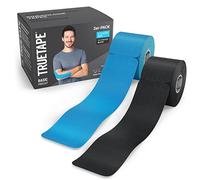 TRUETAPE® Basic - Bande de kinésiologie prédécoupées | Kinesio Tape | Duopack | respectueux de la peau & confort de port parfait | 2x 20 bandes á 25cm x 5cm | Bleu & Noir