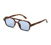 TruFabV Lunettes de soleil vintage des années 70 pour homme et femme Lunettes de pilote carrées rétro, Cadre de tortue / lentille bleue, 54 mm