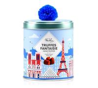 Truffes fantaisie aux éclats de crêpes croustillantes en boite fer à pompon bleu Paris - Boite métal 250g