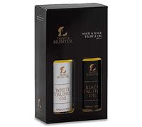 TruffleHunter, Coffret Huiles de Truffe Noire & Blanche - 2 x 100ml | Huiles de truffe noire et blanche, huile d'olive extra vierge, marinades, vinaigrettes, végan, casher, halal