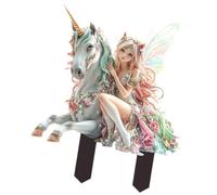 Trufolxiaz Statuette de fée en acrylique avec piquet en forme de cheval blanc pour intérieur et extérieur
