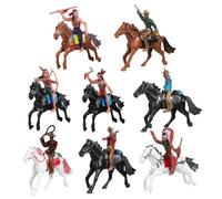 Trufolxiaz Western Cow Boy Horse Figurines Indian Ridings Dolls Set 8pack pour Jeu pour Décoration Bureau Cowboy Horse Figurines