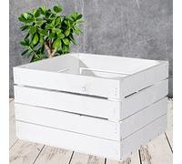 Truhenking Lot de 3 cagettes à pommes en bois style shabby chic Blanc 50 x 40 x 30 cm