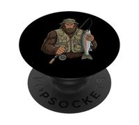 Truite Arc-en-Ciel Bigfoot Pêcheur Sasquatch PopSockets PopGrip Adhésif