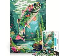 Truite Arc-en-Ciel sous l'eau Puzzle de 1000 pièces pour Adultes Jeu de réflexion Image Douce et relaxante Assembler Joli Cadeau (38x26cm)