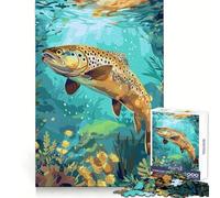 Truite Brune sous l'eau Puzzle 1000 pièces pour Adultes Bien-être cérébral Loisirs agréables Découpe soignée Cadeau Symbolique (38x26cm)