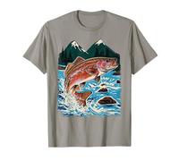 Truite, pêche à la Mouche, ruisseau de Montagne, pêcheur, Poisson sautant T-Shirt