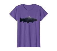 Truite Poisson Pêche à la Mouche Cadeau Pêcheur Vintage T-Shirt, Femme, Violet Chiné, XL